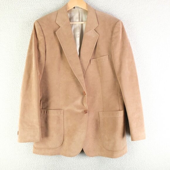 Samuesohn Blazer Mens 44R Brown Faux Suede Two Button Vented Western - Picture 1 of 16